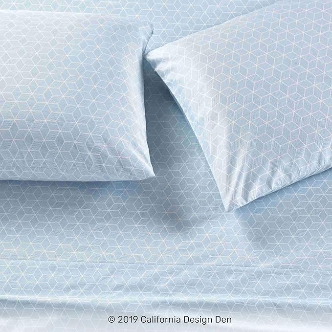 California Design Den California King Sheet Set - 100% Cotton, 600 Thread Count Deep Pocket, Soft Sateen Luxury Hotel-Quality Cal King Sheet Set - Urban Geometric Pattern - LeafyLoom