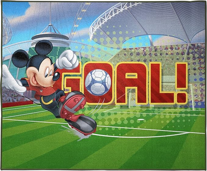 Jay Franco Disney Mickey Mouse Strike, Curve, Goal Kids Room Rug - Large Area Rug Measures 4 x 5 Feet (Offical Disney Product) - LeafyLoom