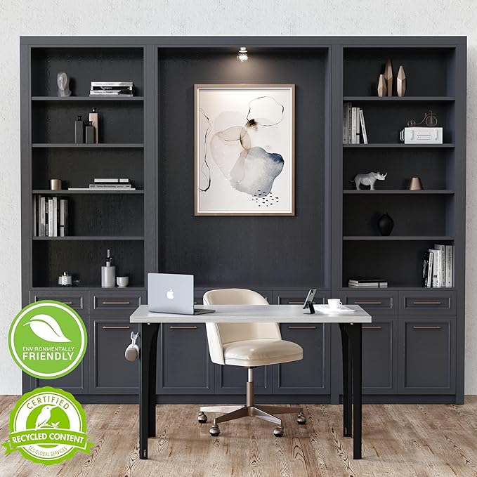 Home Office Computer Desk 47.2x23.6 inch gaming Desk, Modern and Minimalist home office desk, Home Office Desks, Study Desk, Craft table Black Metal Designed Frame, Gray Oak Board color. - LeafyLoom