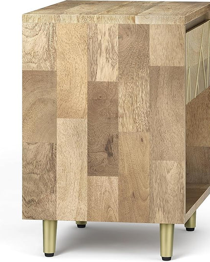 SIMPLIHOME Jager SOLID MANGO WOOD 22 Inch Wide Mid Century and Contemporary Style Bedside Nightstand Table in Natural, for The Living Room and Bedroom - LeafyLoom