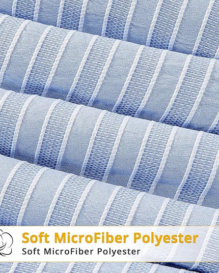 ENCOFT Light Blue Comforters King Size, 3 Piece White and Blue Striped Comforter Set, Soft Microfiber Lightweight Boho Comforter Bedding Set for All Seasons, with 2 Pillowcases, 104x90 Inches - LeafyLoom