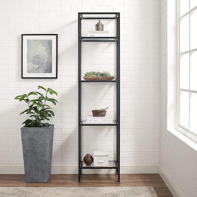 Crosley Furniture Aimee Narrow Etagere Bookcase, Oil-Rubbed Bronze - LeafyLoom