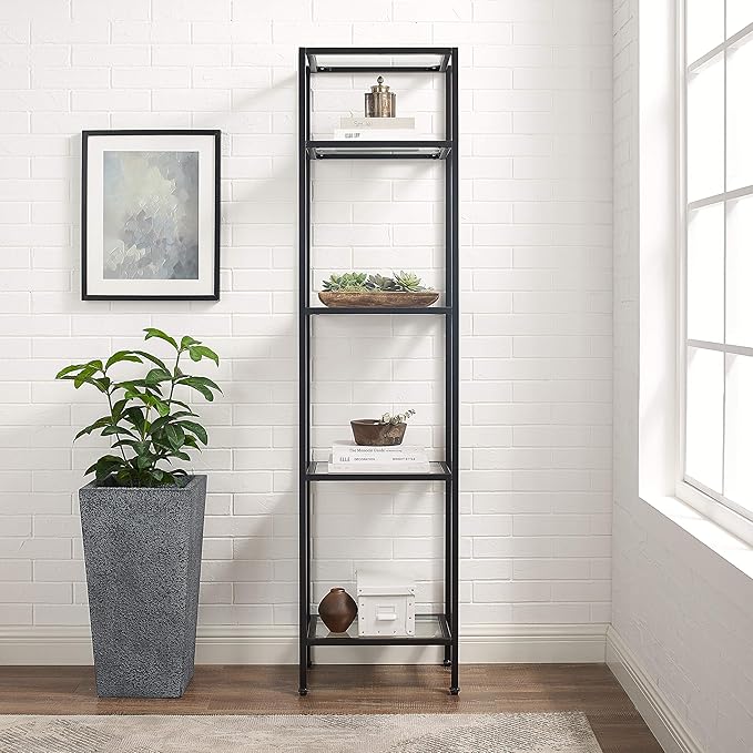 Crosley Furniture Aimee Narrow Etagere Bookcase, Oil-Rubbed Bronze - LeafyLoom