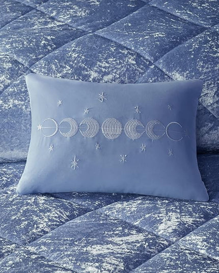 Intelligent Design Twin Comforter Set, Velvet Comforter Set , Luxury Diamond Quilting Comforter Set, Fluffy Comforter Bed Set with Decorative Pillowand 1 Sham, 3 Piece Blue, Twin/Twin XL - LeafyLoom