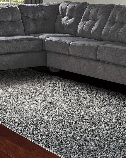 Amy & Delle Modern Shaggy Area Rug Pad| Ultra Soft, Luxury Carpet for Home, Bedroom, Living Room, Bathroom/Toilet| Grey, 39.3 x 39.3 Size, | Plush, Decorative Footcloth/Floor Cover/Play Mat - LeafyLoom