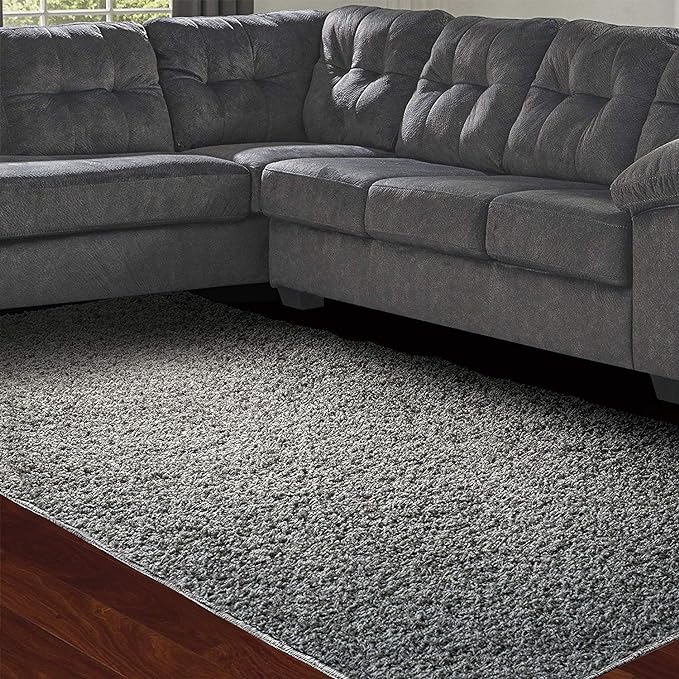 Amy & Delle Modern Shaggy Area Rug Pad| Ultra Soft, Luxury Carpet for Home, Bedroom, Living Room, Bathroom/Toilet| Grey, 39.3 x 39.3 Size, | Plush, Decorative Footcloth/Floor Cover/Play Mat - LeafyLoom
