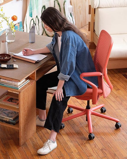 Branch Verve Chair - High Performance Executive Office Chair with Contoured Seat Back and Adjustable Lumbar Rest - High Density Foam Cushion with Aluminum Base - Up to 275 lbs - Coral - LeafyLoom