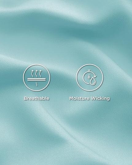 Bedsure Queen Sheets, Rayon Derived from Bamboo, Queen Cooling Sheet Set, Deep Pocket Up to 16", Breathable & Soft Bed Sheets, Hotel Luxury Silky Bedding Sheets & Pillowcases, Blue Tint - LeafyLoom
