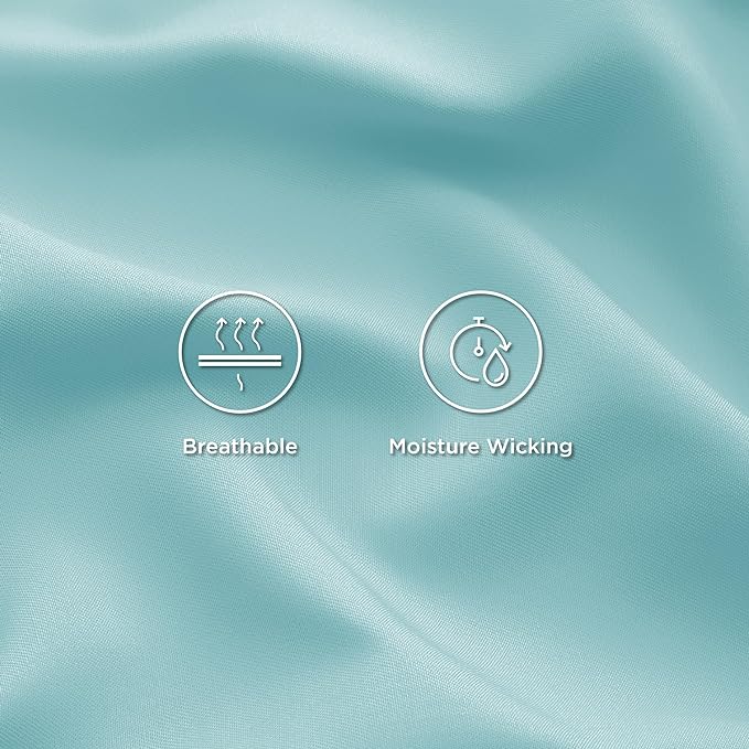 Bedsure Queen Sheets, Rayon Derived from Bamboo, Queen Cooling Sheet Set, Deep Pocket Up to 16", Breathable & Soft Bed Sheets, Hotel Luxury Silky Bedding Sheets & Pillowcases, Blue Tint - LeafyLoom