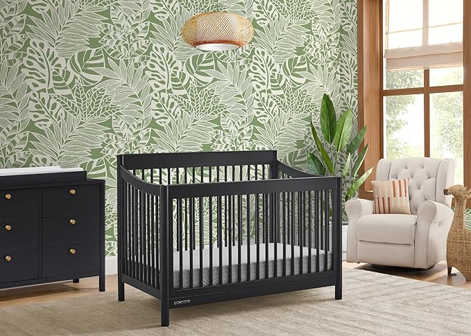 Delta Children Brooks 6-in-1 Convertible Crib - Greenguard Gold Certified, Midnight Grey - LeafyLoom