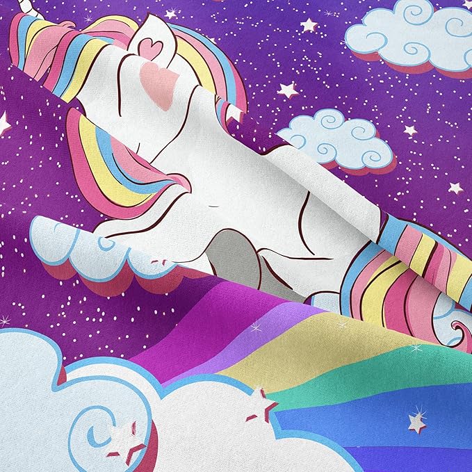 Tailor Shop Unicorn Bedding Sets Twin Size,Purple Unicorn Comforter Sets for Girls Kids Teens with 1 Pillowcase… - LeafyLoom