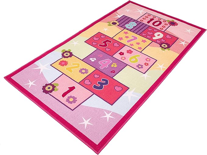 Booooom Jackson Hopscotch Kid Rug,40''x70'' kids Preschool Rugs for3, 4, 5, 6, and 7 Year Olds,Rainbow Rug for Girls Bedroom and kids playroom and Classroom - LeafyLoom