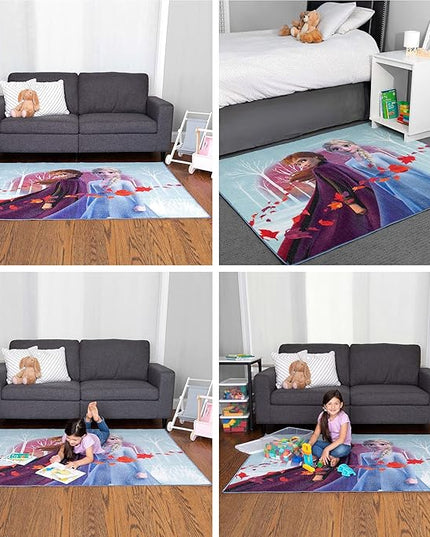 Disney Frozen 2 Kids Room Non Slip Area Rug, 69 in x 52 in, "Official" Disney Product By Franco - LeafyLoom