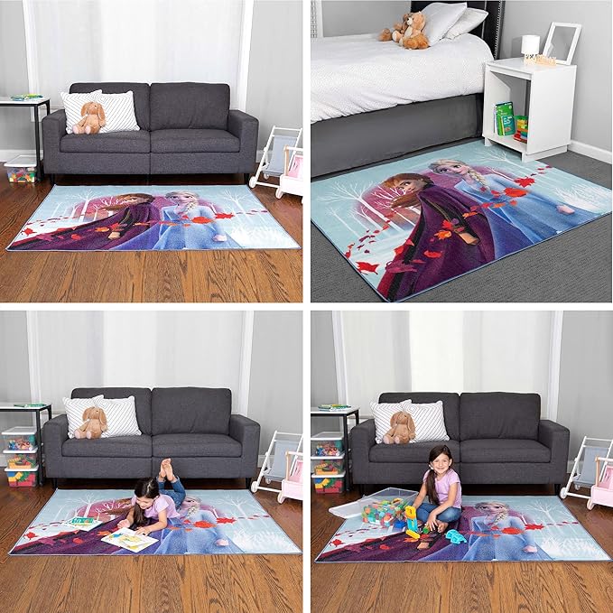 Disney Frozen 2 Kids Room Non Slip Area Rug, 69 in x 52 in, "Official" Disney Product By Franco - LeafyLoom