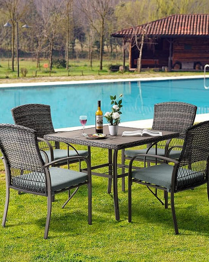 Pamapic 4 Piece Patio Dining Chair, Outdoor Dining Chair, Patio Wicker Chair for Backyard Garden Deck Poolside/Removable Cushions(Green) - LeafyLoom