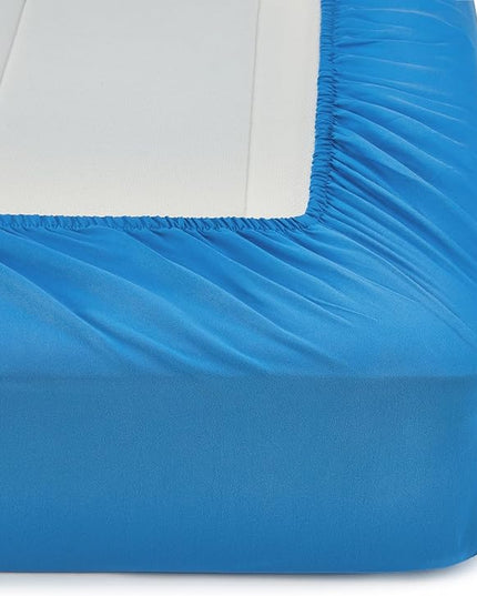 Amazon Basics 5 Piece Microfiber Kid's Bed-in-a-Bag Bedding Set, Twin, Blue, Solid - LeafyLoom