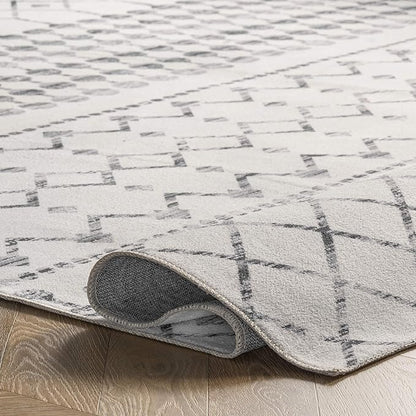 nuLOOM Moroccan Blythe Machine Washable Ultra Thin Runner Rug, 2' 6" x 10', Grey - LeafyLoom
