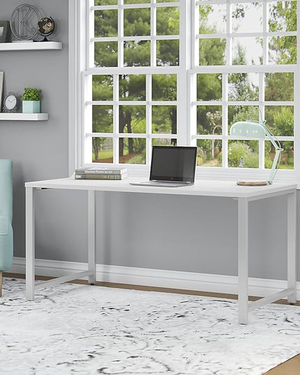 Bush Business Furniture 400 Series Table Desk with Metal Legs, 60W x 30D, White - LeafyLoom