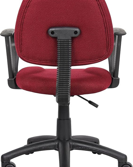 Boss Office Products Perfect Posture Delux Fabric Task Chair with Loop Arms in Burgundy - LeafyLoom