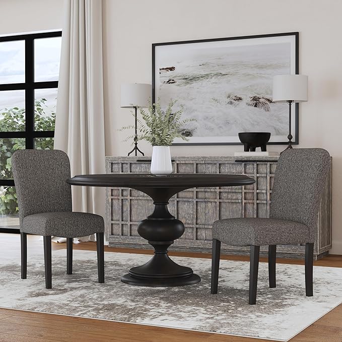 HomePop Classic Parsons Dining Chairs, Black Woven (set of 2) - LeafyLoom