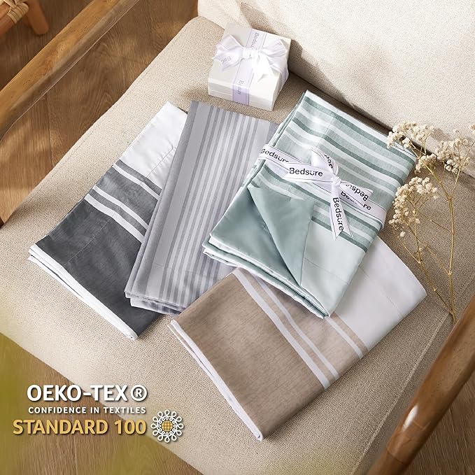 Bedsure Bed in a Bag Full 7 Pieces - Striped Beddding sets, Full Comforter Sets with Comforter, Fitted Sheet, Flat Sheet, Pillowcase & Shams - LeafyLoom