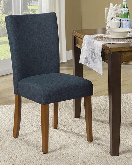HomePop Parsons Classic Upholstered Accent Dining Chair, Set of 2, Navy - LeafyLoom