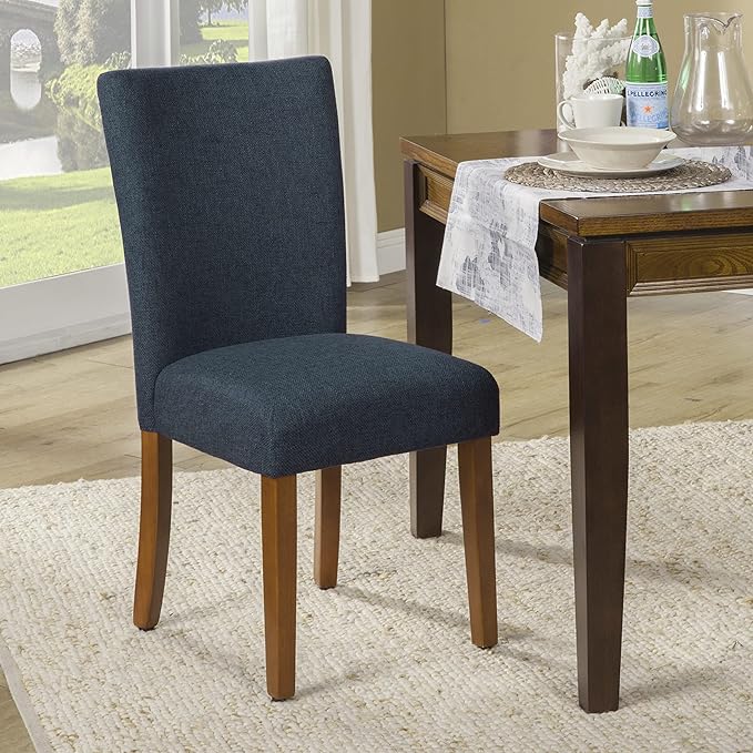 HomePop Parsons Classic Upholstered Accent Dining Chair, Set of 2, Navy - LeafyLoom