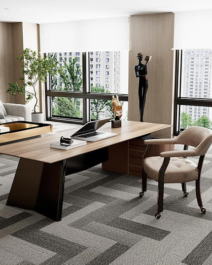 Large Dining Chairs with Casters and Arms, Rolling Dining Chairs with Wheels, Accent Wood Boss Caption's Chairs, 26" D x 25.2" W x 31.5" H, Espresso Legs & Yellowish Brown Fabric SY-318-LT - LeafyLoom