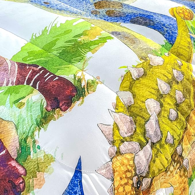 CVHOUSE Dinosaur Bedding Set,Dinosaur Comforter,Dinosaur Comforter Set Queen,Microfiber Quilt Set with 1 Comforter and 2 Pillow Cases - LeafyLoom