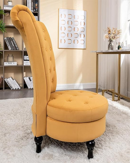 Mustard Yellow Velvet Accent Chair with Storage and Luxurious Upholstery, Retro Design and Versatile Usage for Livingroom, Bedroom, Lounge and Office - LeafyLoom