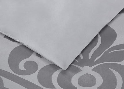 Chezmoi Collection 7-Piece Jacquard Floral Comforter Set (King, Silver/Gray) - LeafyLoom