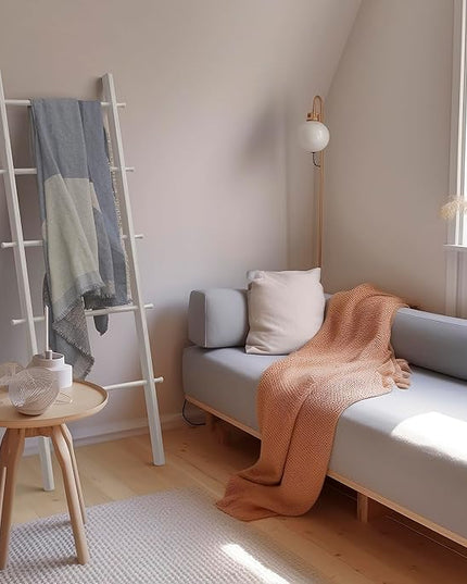 5 Ft Wooden Blanket Ladder Farmhouse - Quilt Ladder for Bedroom - Wood Ladder Decor - Decorative Ladder for Blankets - Easy to Assemble - Farmhouse Ladder Blanket Holder - Wooden Ladder for Blankets - LeafyLoom