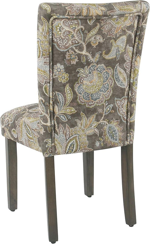 HomePop Parsons Classic Upholstered Accent Dining Chair, Set of 2, Multicolor Gray Floral - LeafyLoom