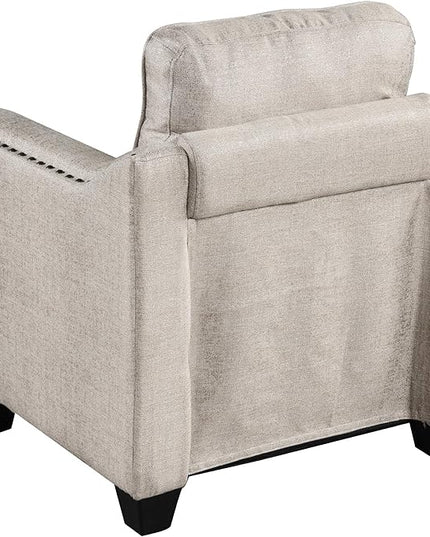 3 Piece Sofa Set Tufted Including 3-Seater Couch and Loveseat and Single Chair Linen Fabric Comfy Cushion Armchair, Furniture for Living, Apartment, Guest Room, 77.2inch, Beige-8 - LeafyLoom