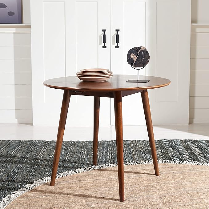 Safavieh Home Collection Lovell Walnut Folding Drop Leaf Round Dining Room Table DTB1401A, 0 - LeafyLoom