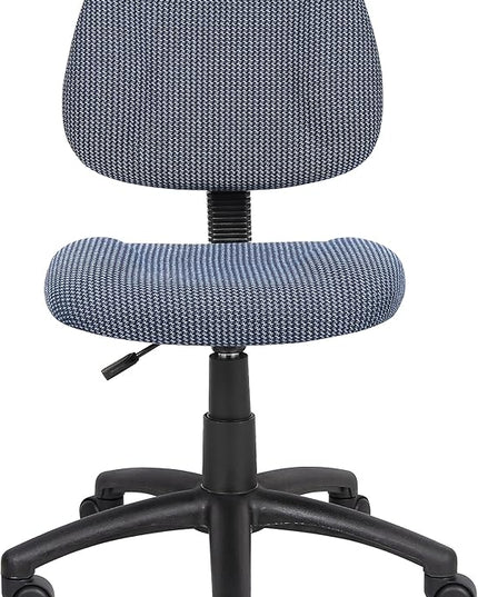 Boss Office Products Perfect Posture Delux Fabric Task Chair without Arms in Blue - LeafyLoom