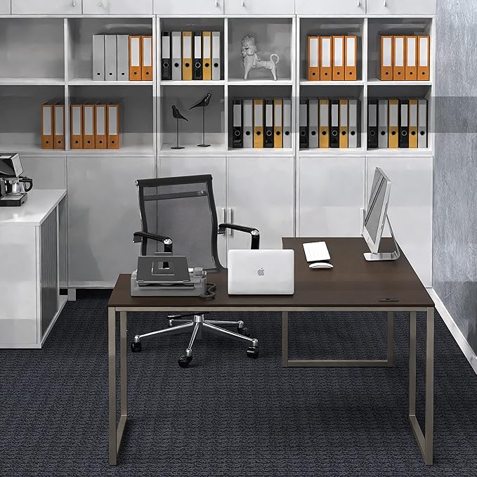SHW Home Office 55 Inch Large L Shaped Corner Desk, 24" Deep, Espresso - LeafyLoom