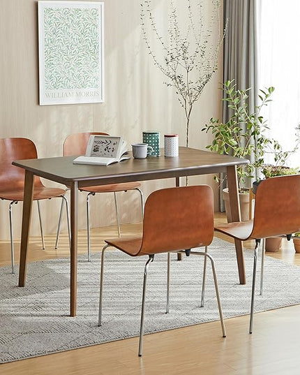 Livinia No.10 Mid-Century Modern Wooden Dining Chairs Set of 2, Contemporary Bentwood Kitchen Interior Armless Chairs with Steel Legs (Walnut) - LeafyLoom