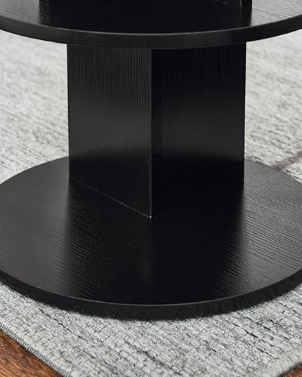 ECYIL Double Layered Independent Storage Rack, Full Circular Color Blocking Bookshelf, Suitable for Home, Office, Living Room, etc (black) - LeafyLoom