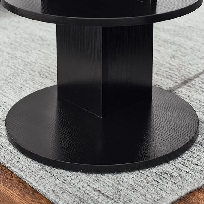 ECYIL Double Layered Independent Storage Rack, Full Circular Color Blocking Bookshelf, Suitable for Home, Office, Living Room, etc (black) - LeafyLoom