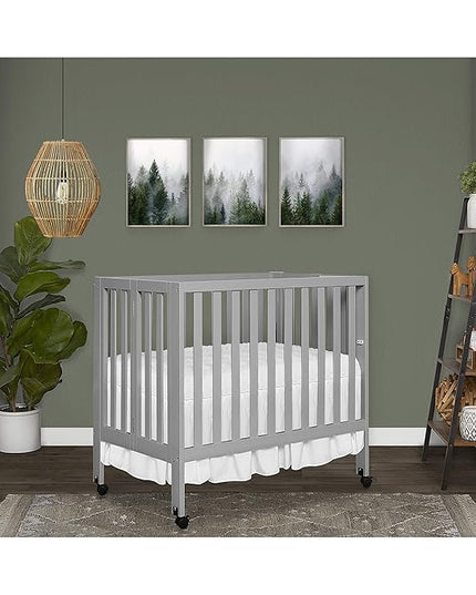Jett Non-Full Size Folding Convertible Crib, Lightweight Portable Crib, Three Adjustable Mattress Height Settings, Easy to Fold Travel Crib, 1.5” Mattress Pad Included - LeafyLoom