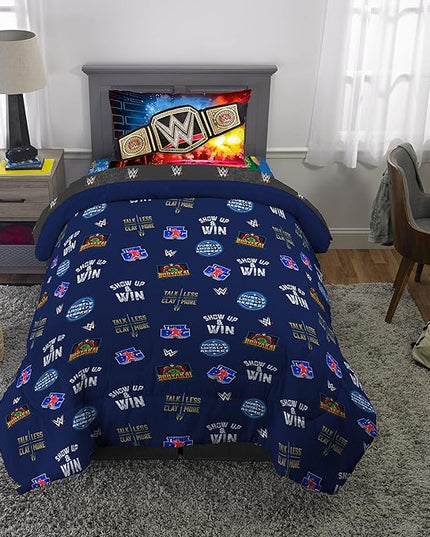 Franco Kids Bedding Super Soft Comforter and Sheet Set, 4 Piece Twin Size, WWE - LeafyLoom