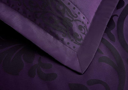 Chezmoi Collection 7-Piece Jacquard Floral Comforter Set (Full, Purple/Dark Purple) - LeafyLoom