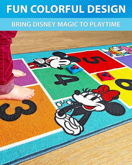 Disney Mickey and Friends 6.5 ft Hopscotch Rug by GoSports - Indoor/Outdoor Playroom Game for Kids - LeafyLoom