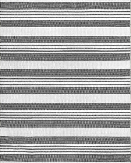 nuLOOM Lena Machine Washable Striped Ultra Thin Area Rug, 6' x 9', Grey - LeafyLoom