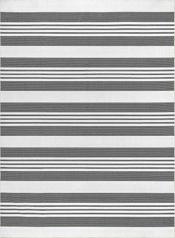 nuLOOM Lena Machine Washable Striped Ultra Thin Area Rug, 6' x 9', Grey - LeafyLoom