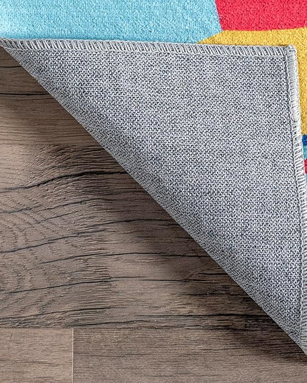 nuLOOM Eddie Outer Space Machine Washable Kids Ultra Thin Area Rug, 5' x 8', Light Blue Multi - LeafyLoom