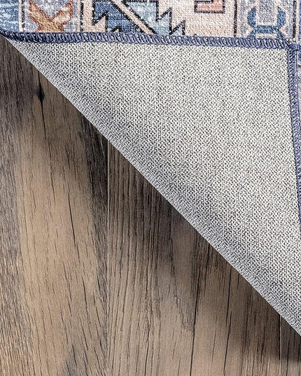 nuLOOM Norma Machine Washable Traditional Medallion Ultra Thin Area Rug, 6' x 9', Blue - LeafyLoom