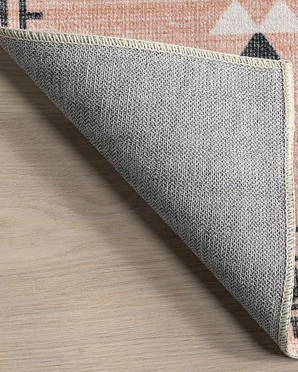 nuLOOM Evalyn Southwestern Machine Washable Ultra Thin Area Rug, 5' x 8', Pink - LeafyLoom