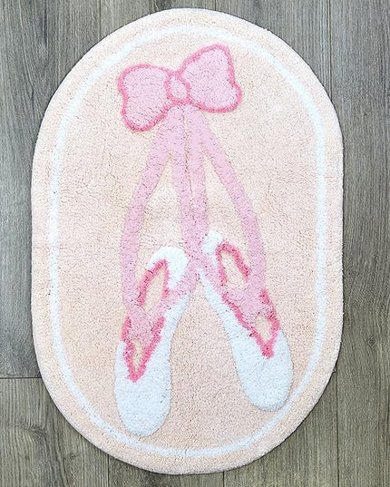 Hand Tufted Ballerina Bedroom or Bathroom Rug - 30x20 in; 100% Cotton Kids Bathroom Mat; Decorative Kids Area Rug - LeafyLoom